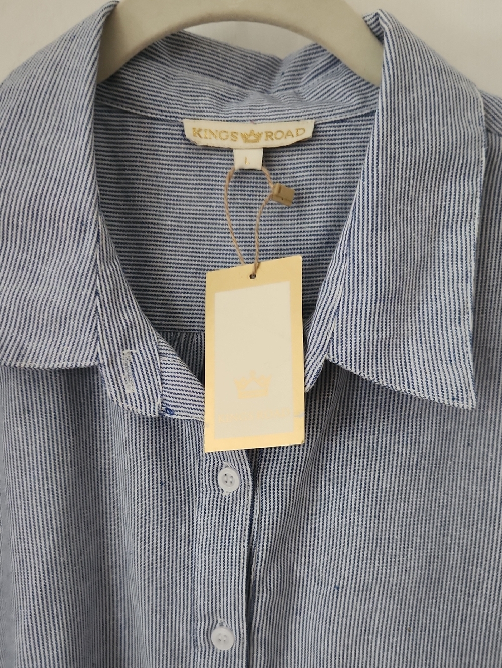 Striped Button-Down Ruffle Hem Dress - Picture 2 of 7